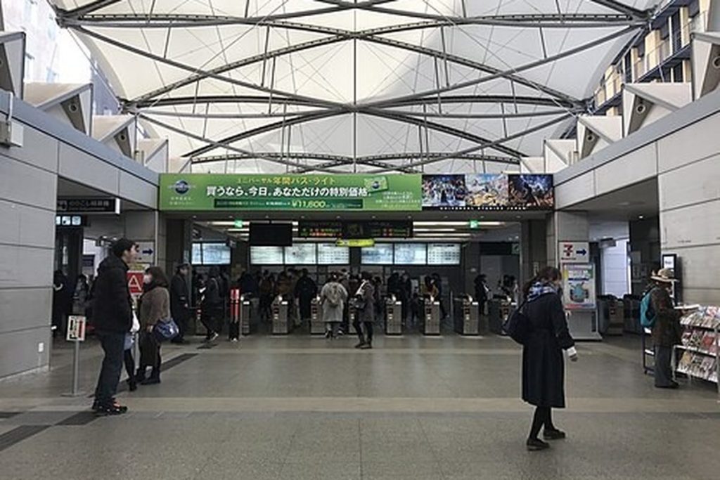 Ticket gates at JR Universal-City Station, the closest station to Universal Studios Japan